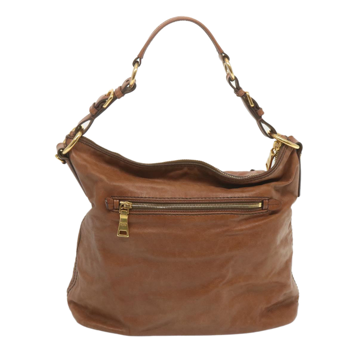 PRADA Shoulder Bag Leather Brown Auth ki4195