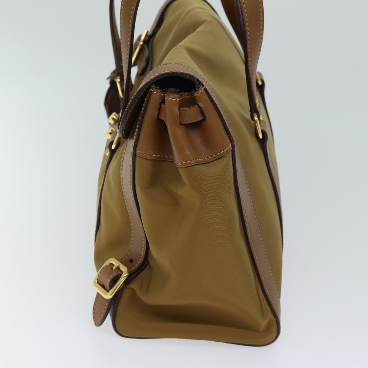 PRADA Shoulder Bag Nylon Leather Brown Auth ki4307