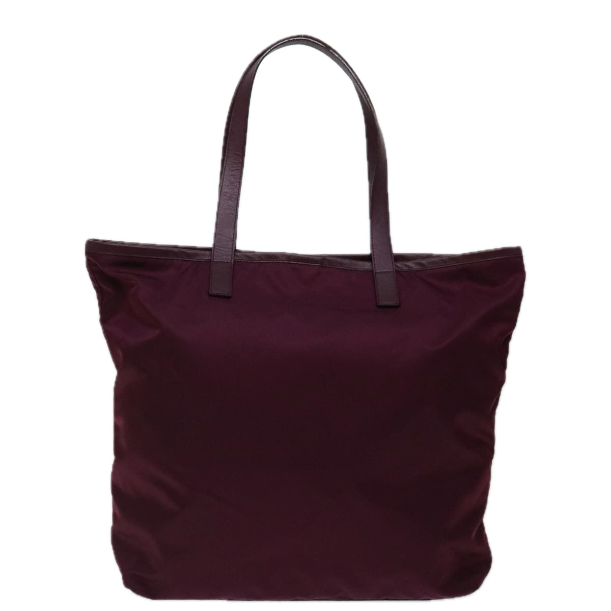 PRADA Tote Bag Nylon Wine Red Auth ki4335