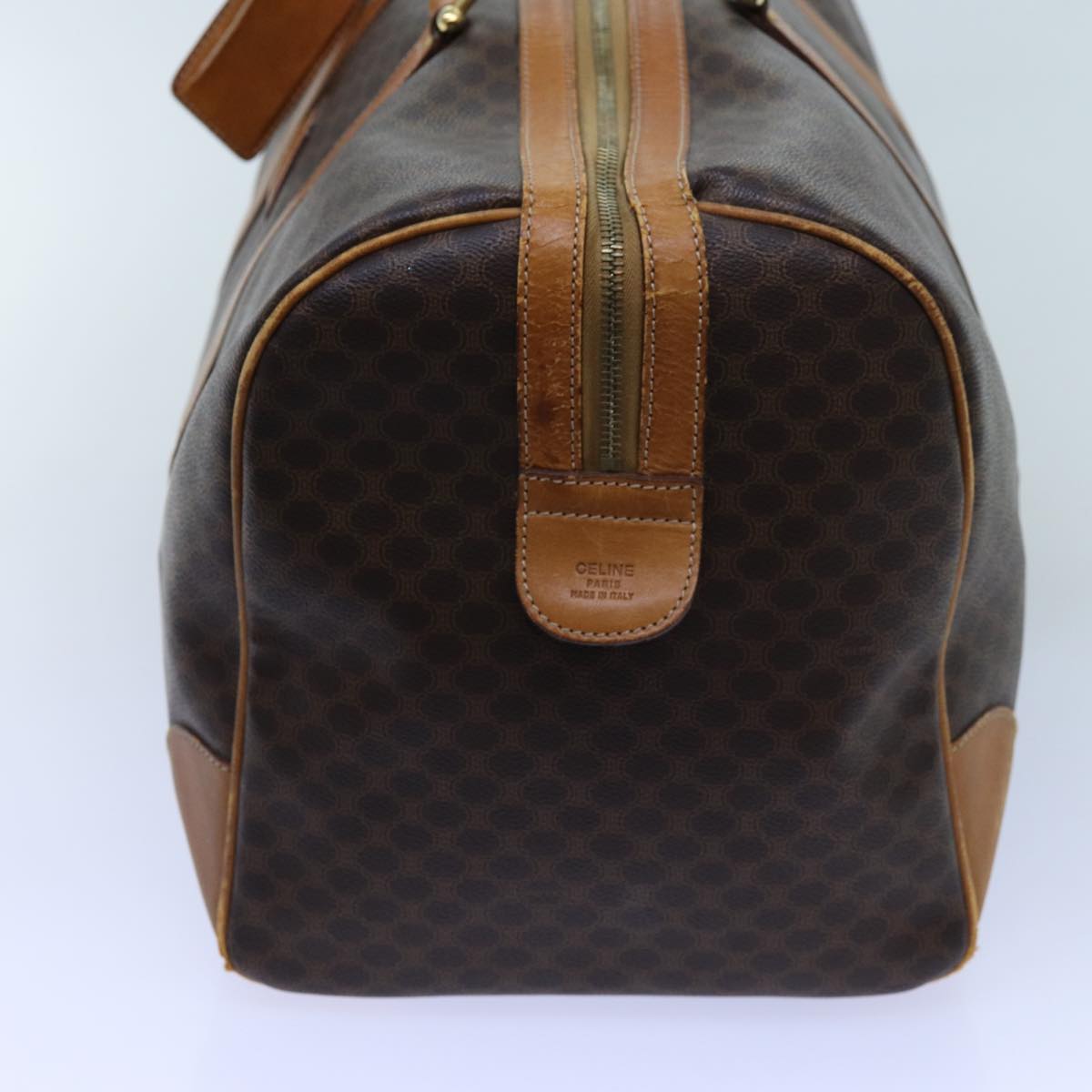 Luxury CELINE Macadam Canvas Boston Bag PVC Brown ki4386