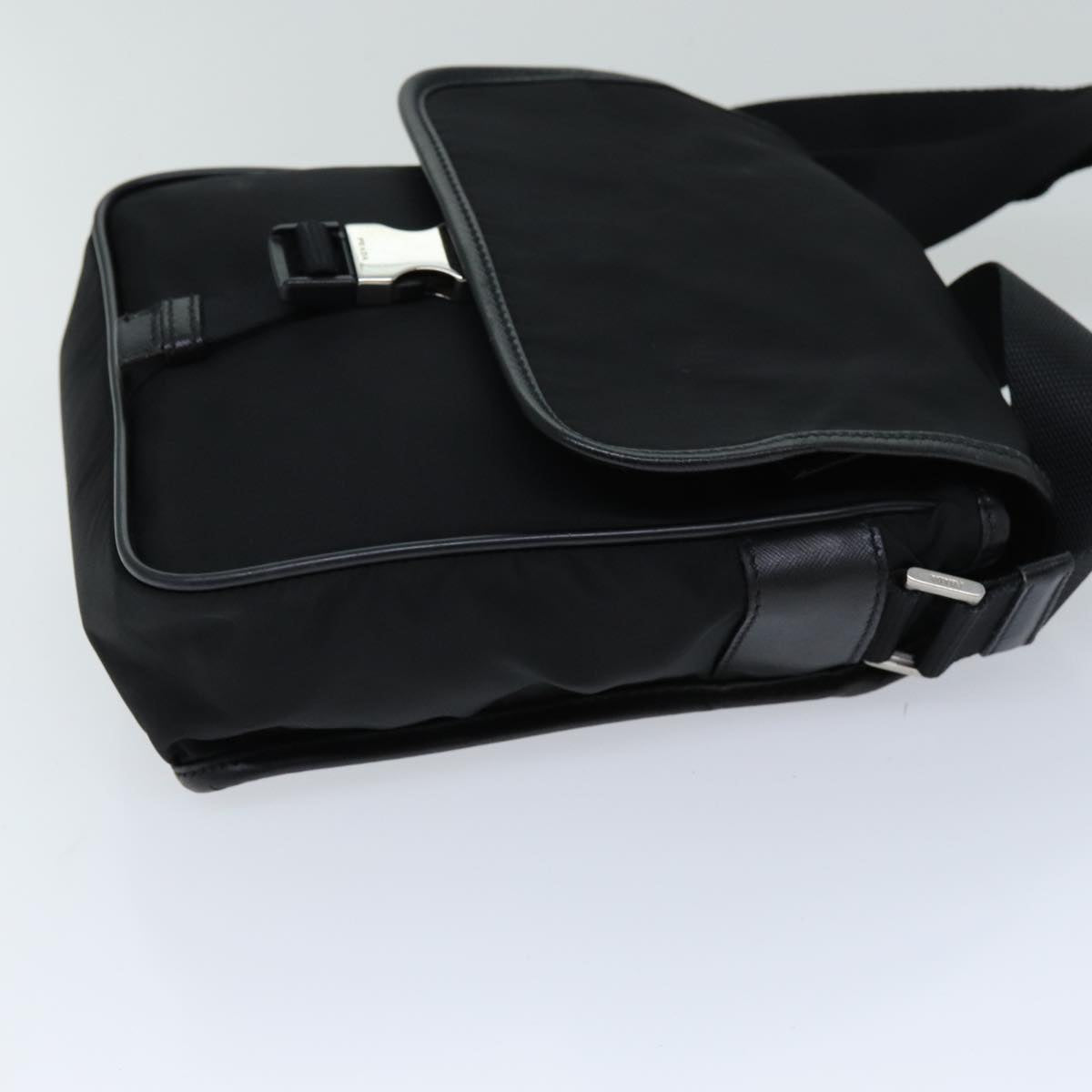 PRADA Shoulder Bag Nylon Leather Black Auth ki4537