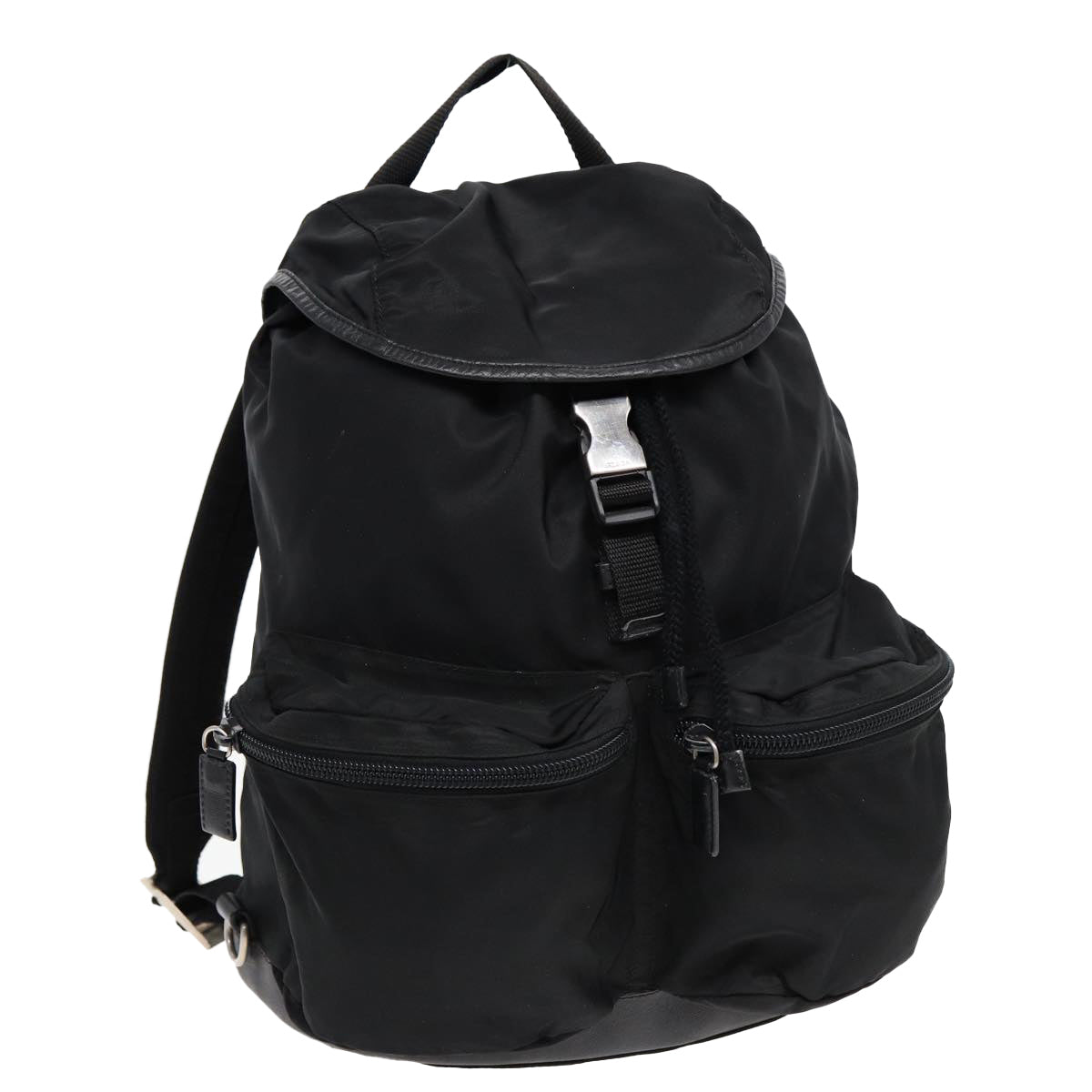 PRADA Backpack Nylon Black Silver Auth