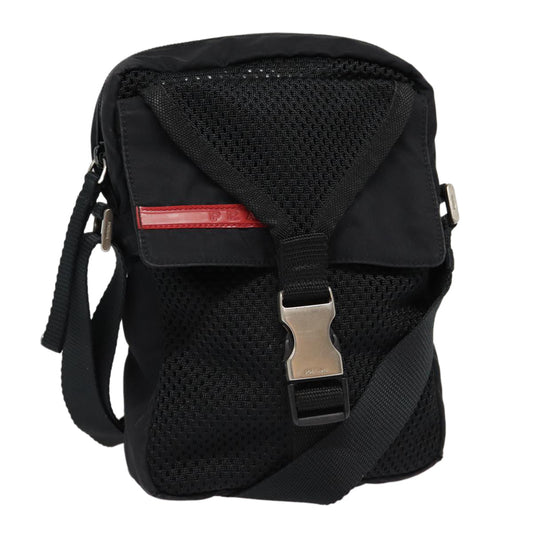 PRADA Sports Shoulder Bag Nylon Black Silver Auth