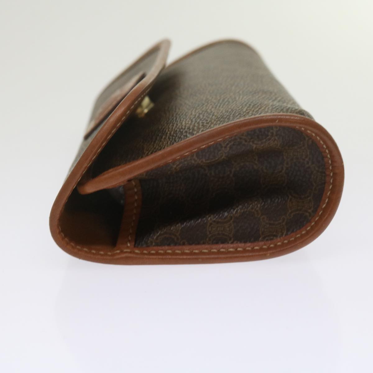 Luxury CELINE Macadam Canvas Pouch PVC Leather Brown kk204