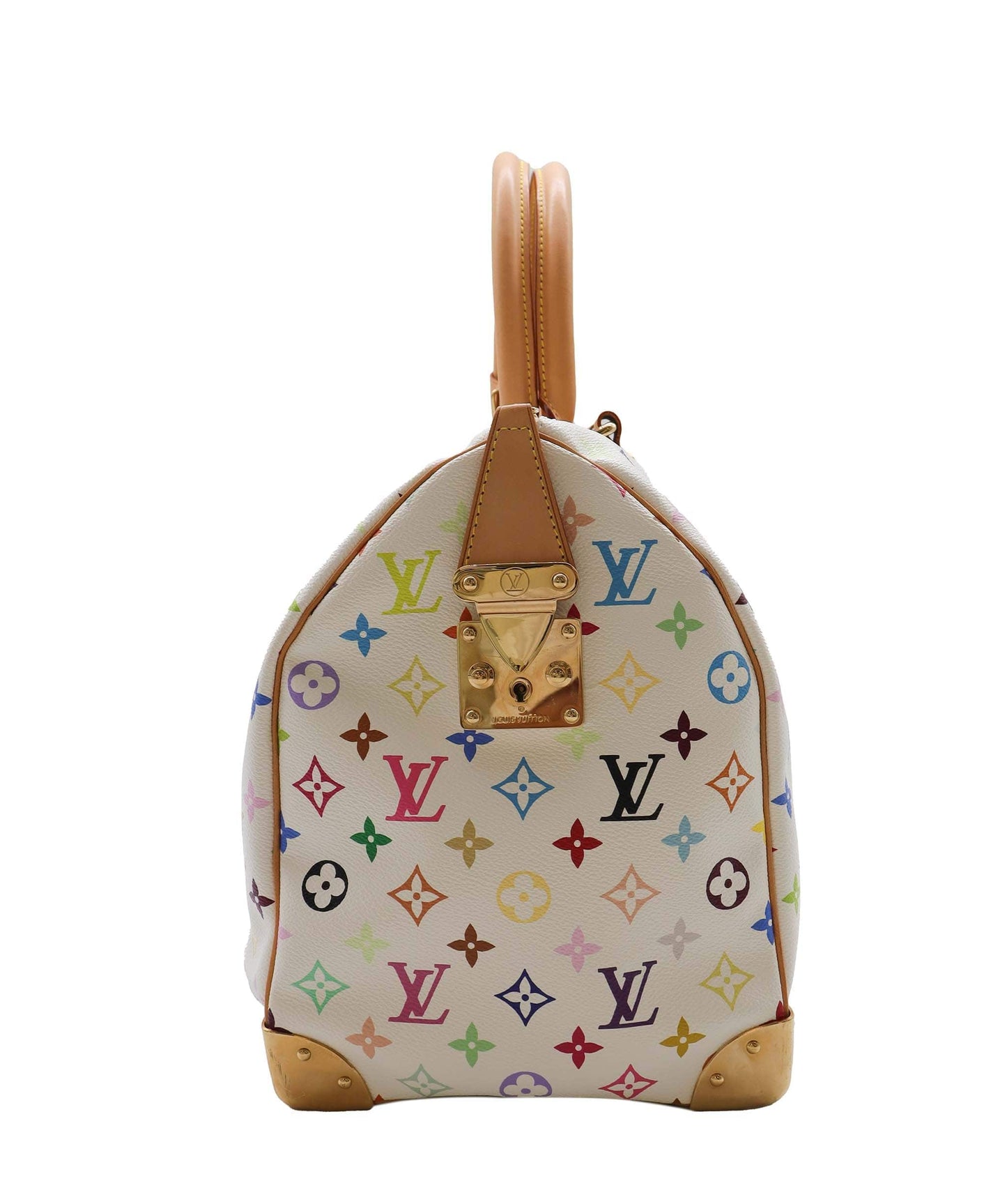 LOUIS VUITTON Monogram Multicolor Keepall 45 Boston Bag White M92641 Auth 79258A DXBS2490
