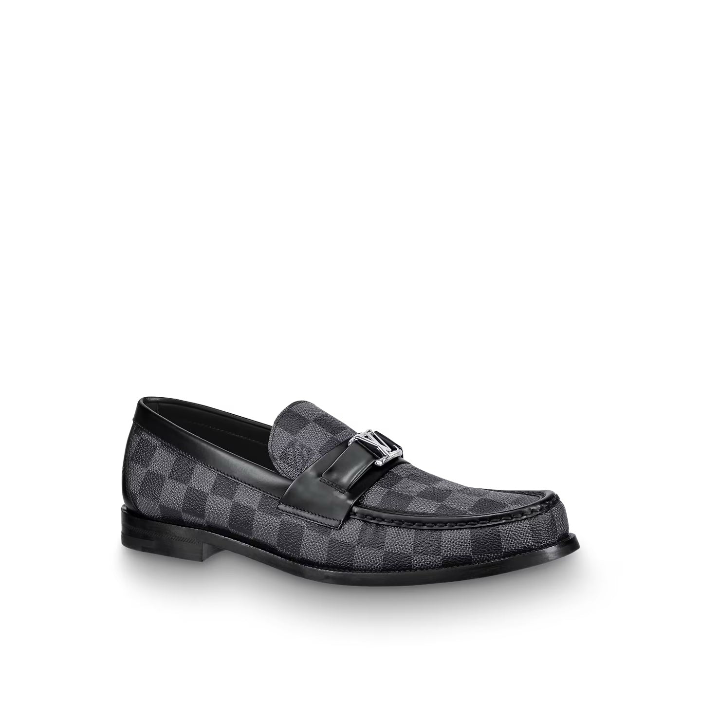 LOUIS VUITTON CALFSKIN LEATHER DAMIER EMBOSSED SANTIAGO LOAFERS
