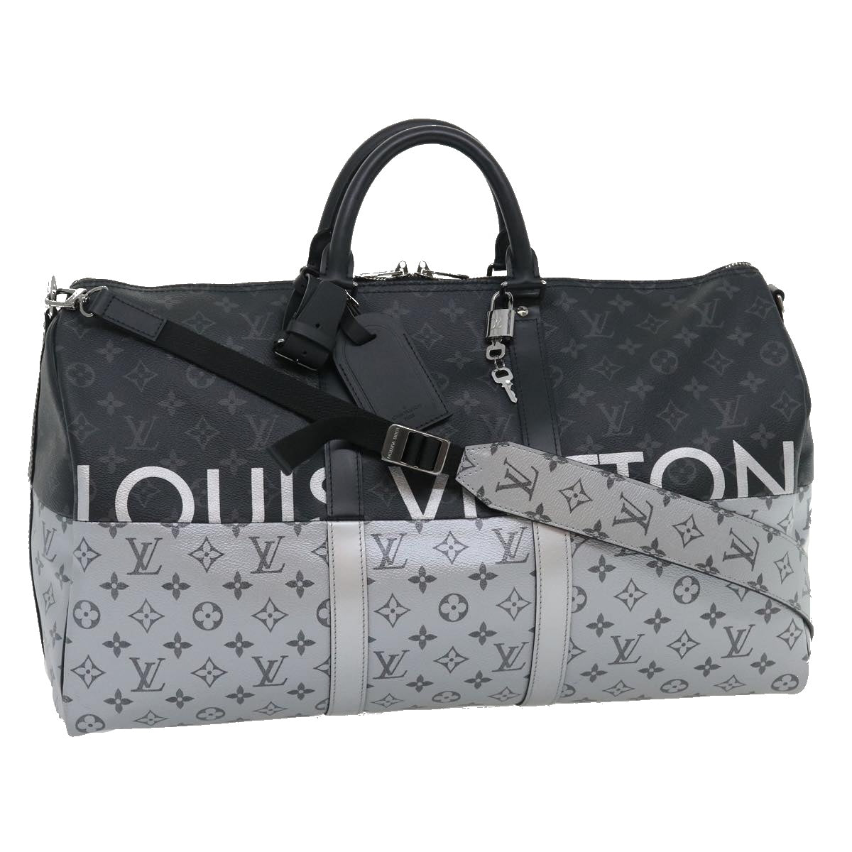 LOUIS VUITTON Eclipse Split Keepall Bandouliere 50 Boston Bag M43817 Auth lt450A