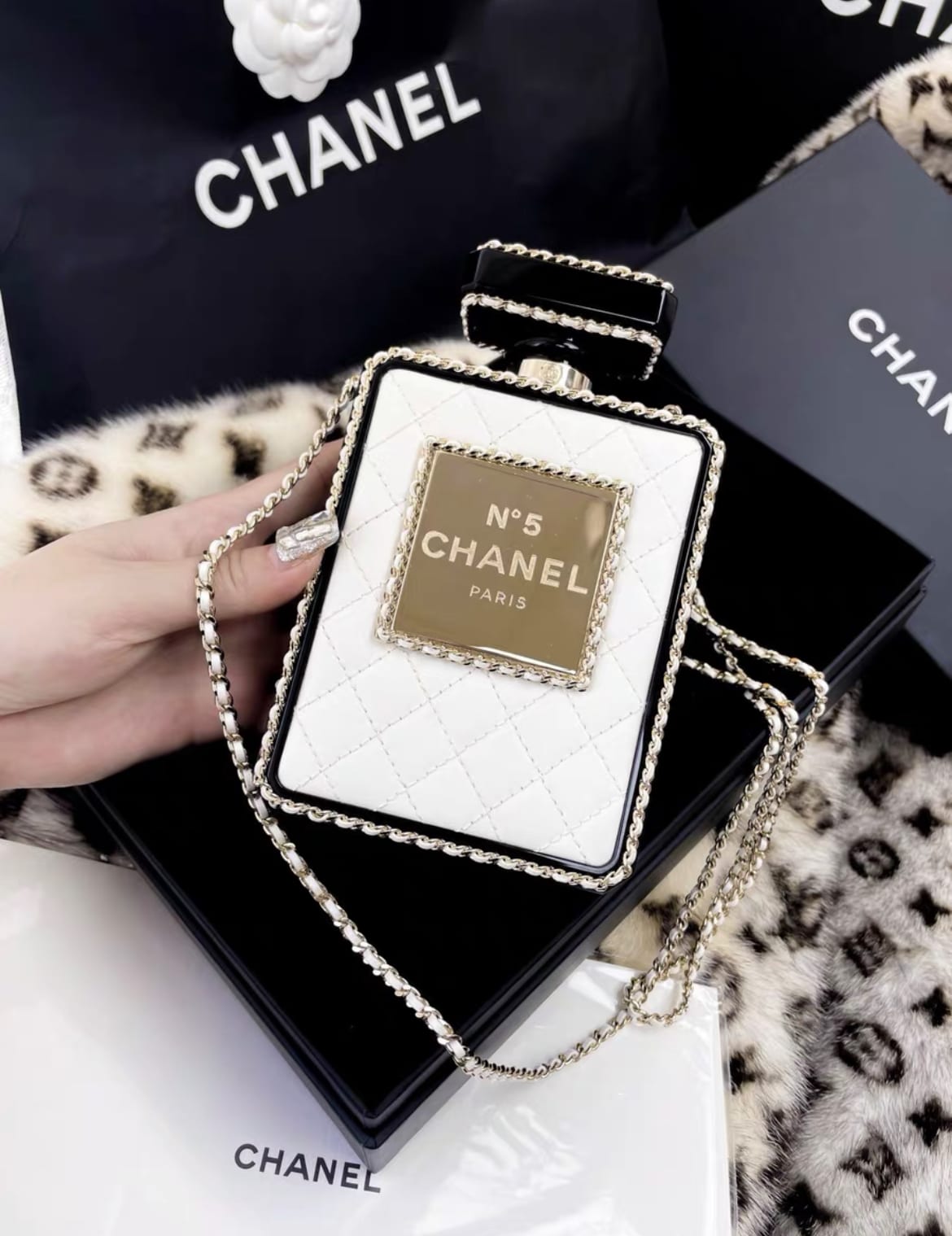 Chanel 22S limited edition perfume bottle evening bag