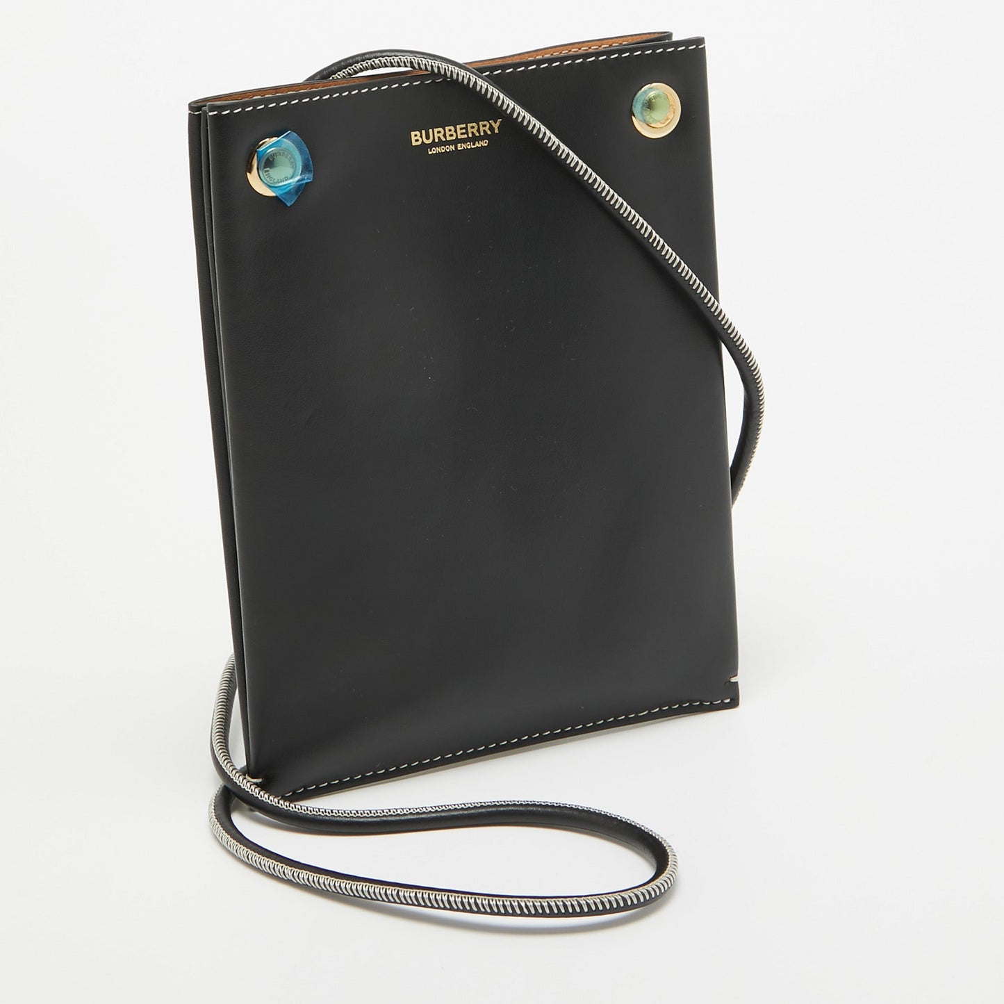 BURBERRY Black Leather Small Rivet Crossbody Bag