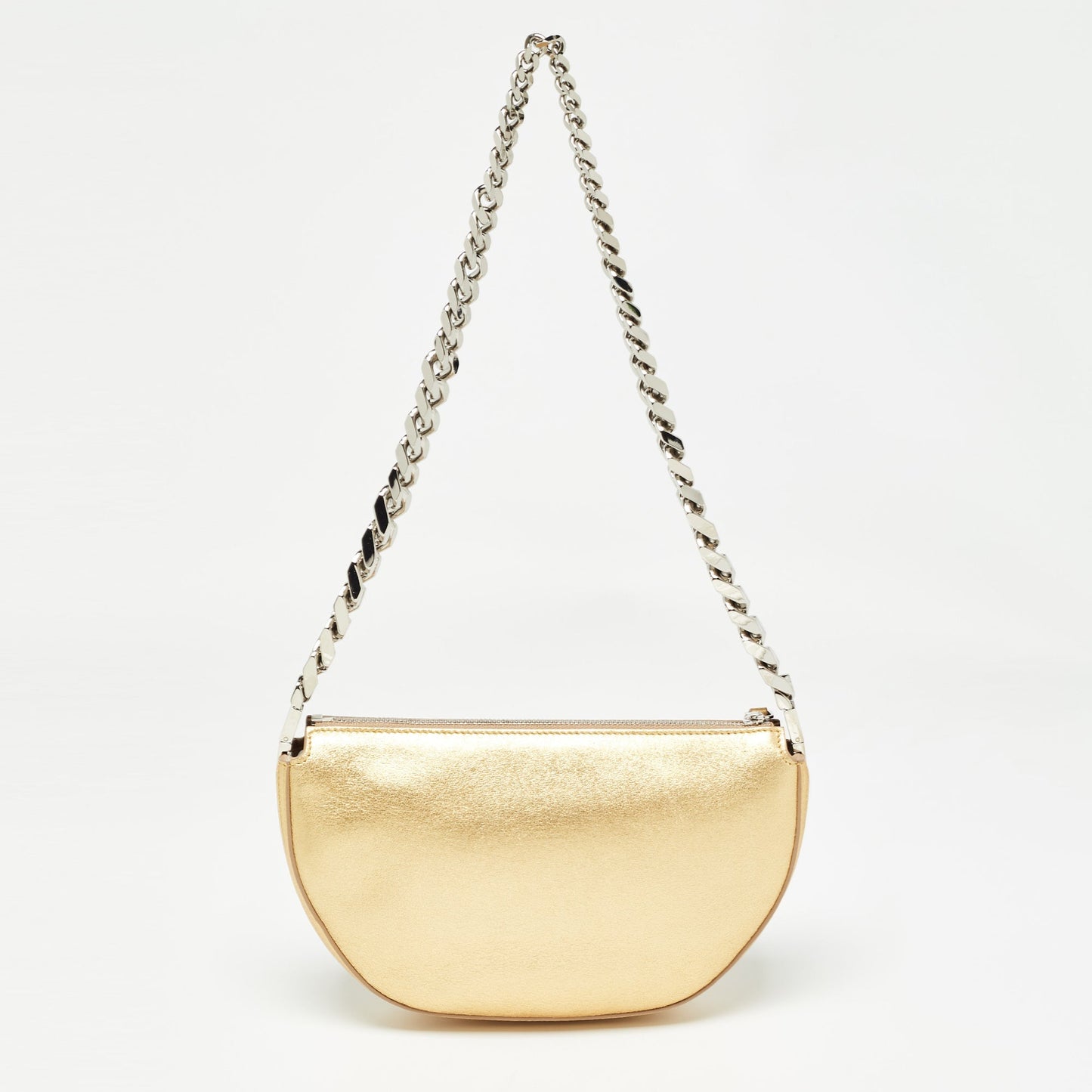 BURBERRY Gold Leather Mini Olympia Zip Chain Bag