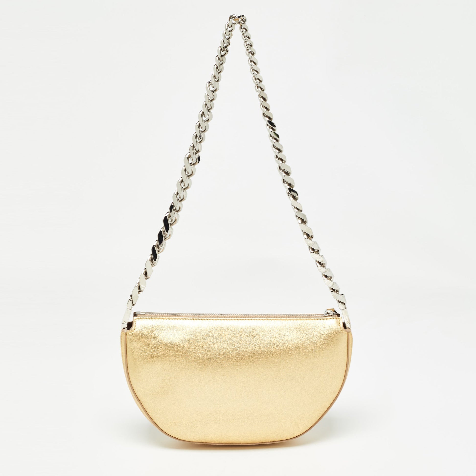 BURBERRY Gold Leather Mini Olympia Zip Chain Bag