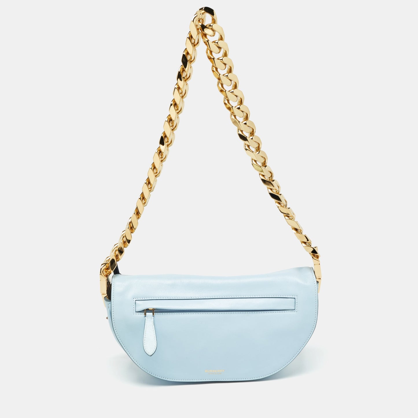 BURBERRY Light Blue Soft Leather Small Olympia Bag