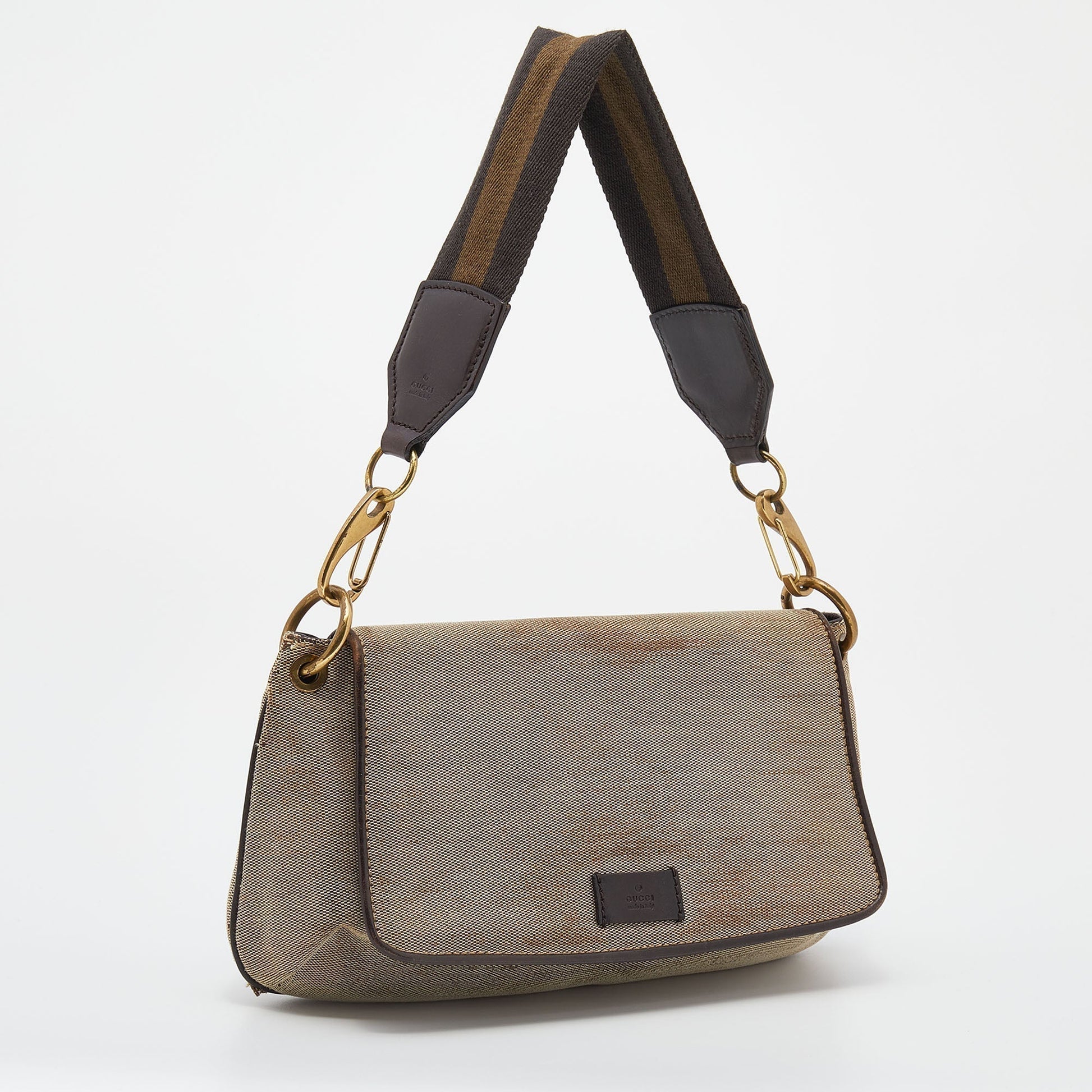 Gucci Leather Canvas Shoulder Bag Style 55