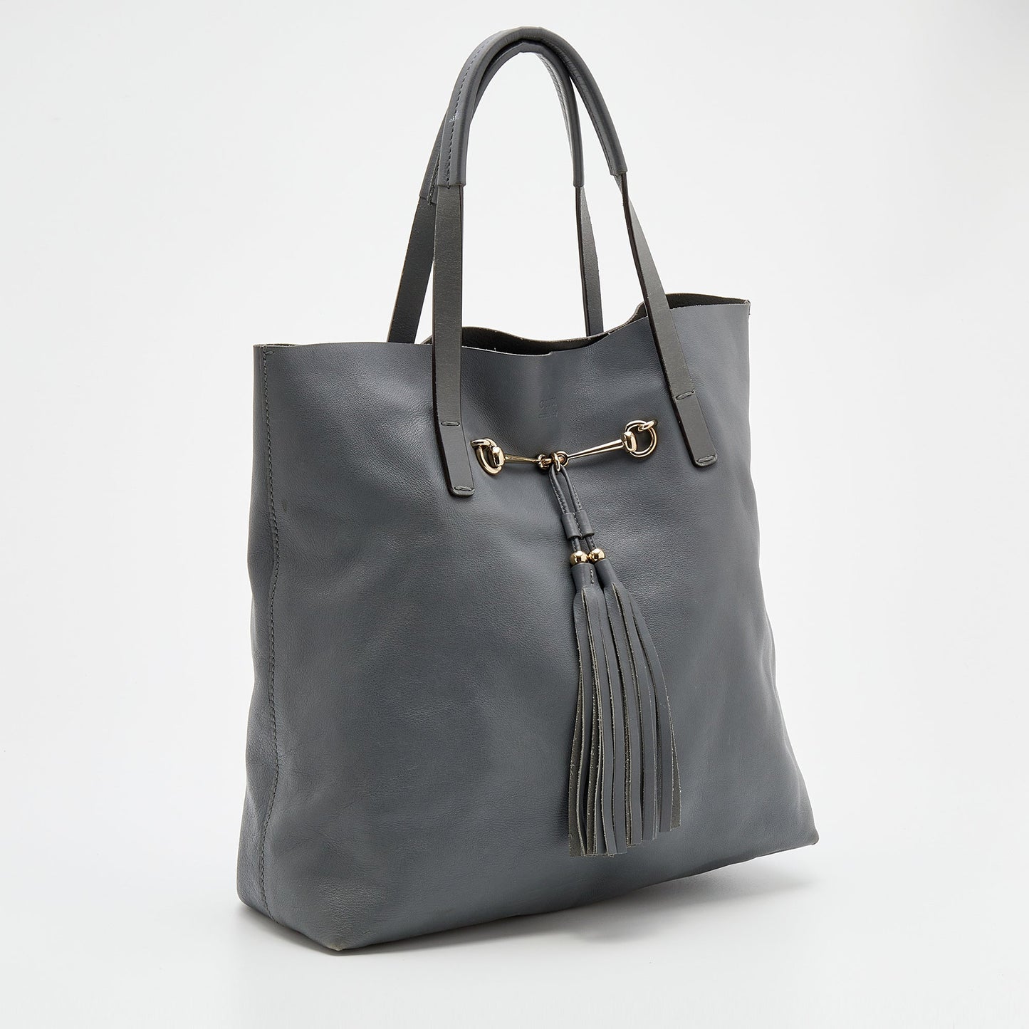 Gucci Horsebit Grey Leather Tote