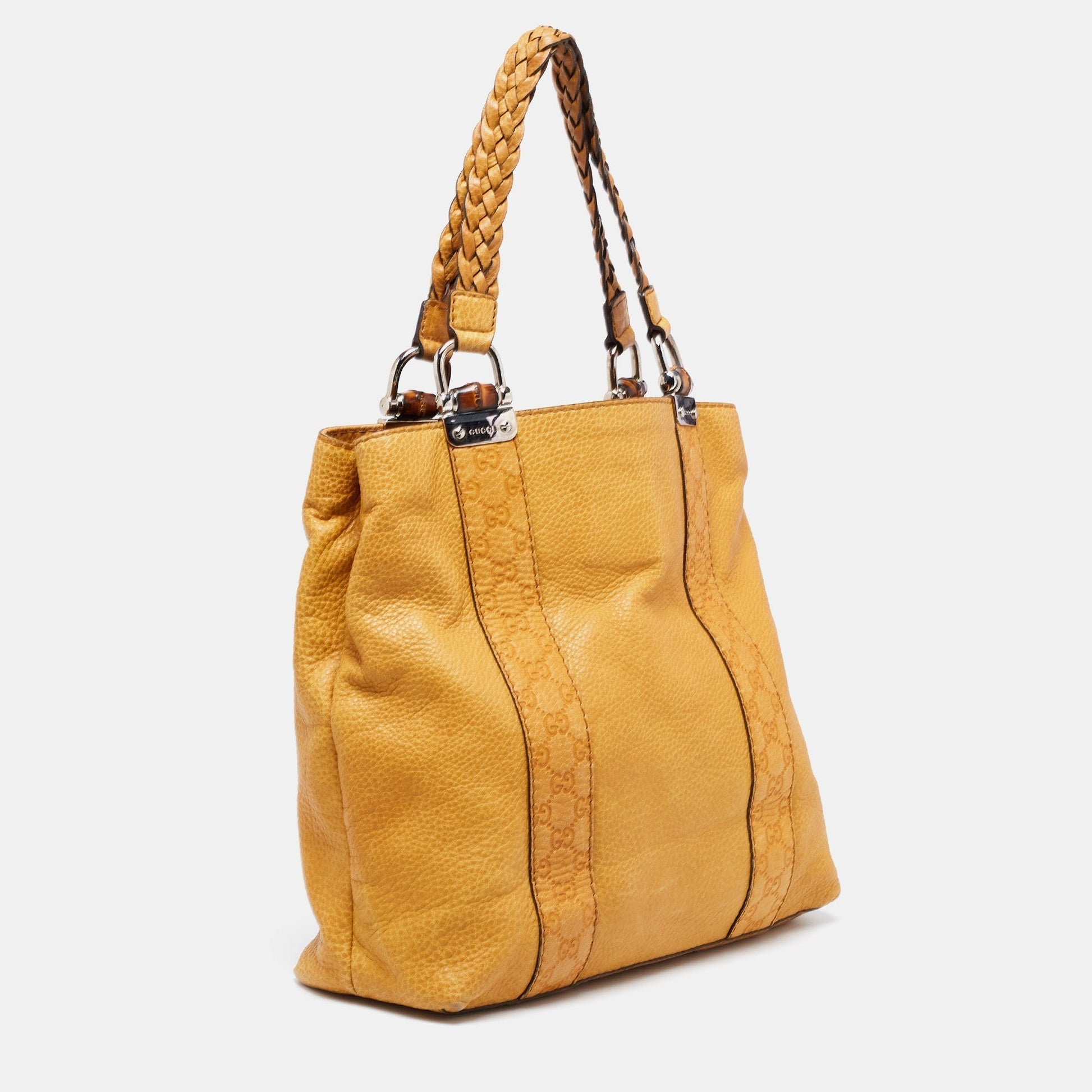 Gucci Bamboo Yellow Leather Tote
