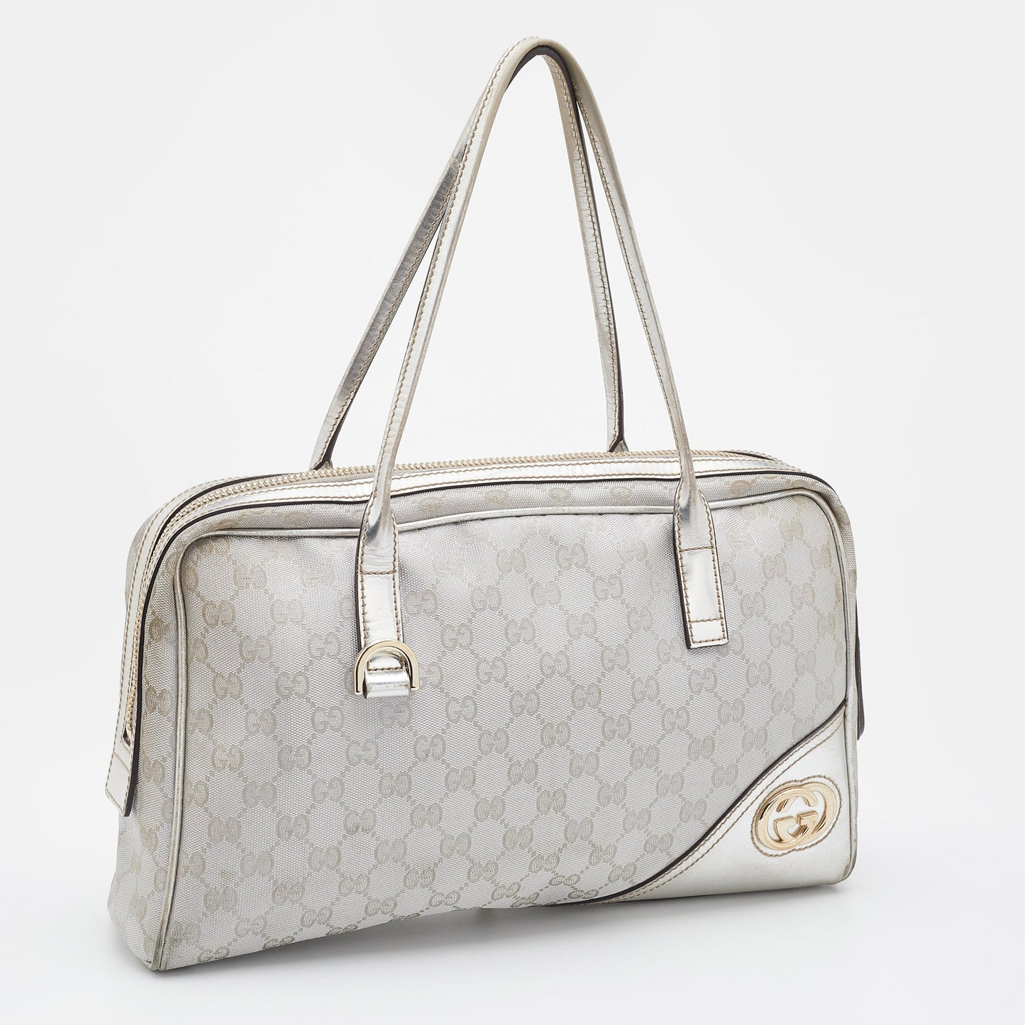 Gucci Lou Leather Canvas Handbag
