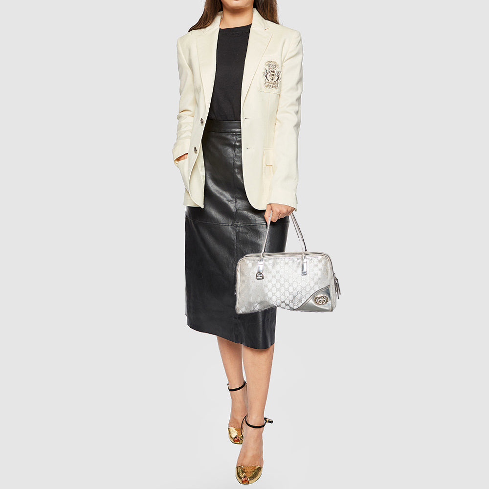 Gucci Lou Leather Canvas Handbag