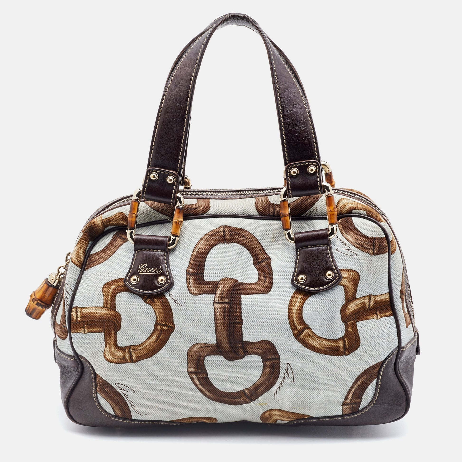 Gucci Lou Leather Canvas Handbag