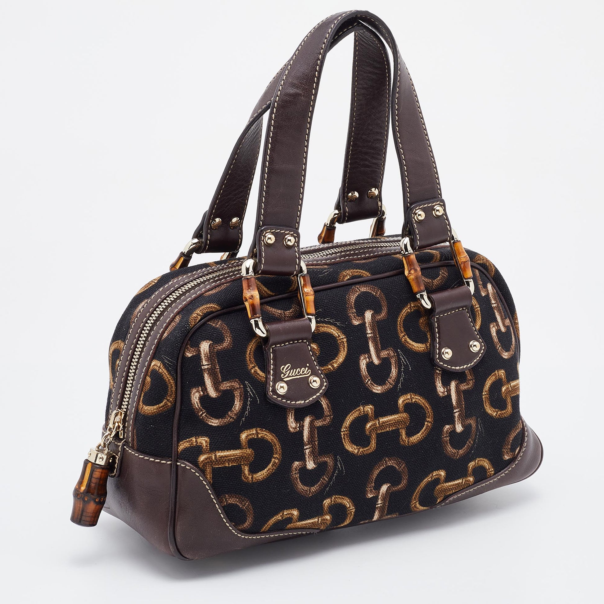 Gucci Lou Leather Canvas Handbag