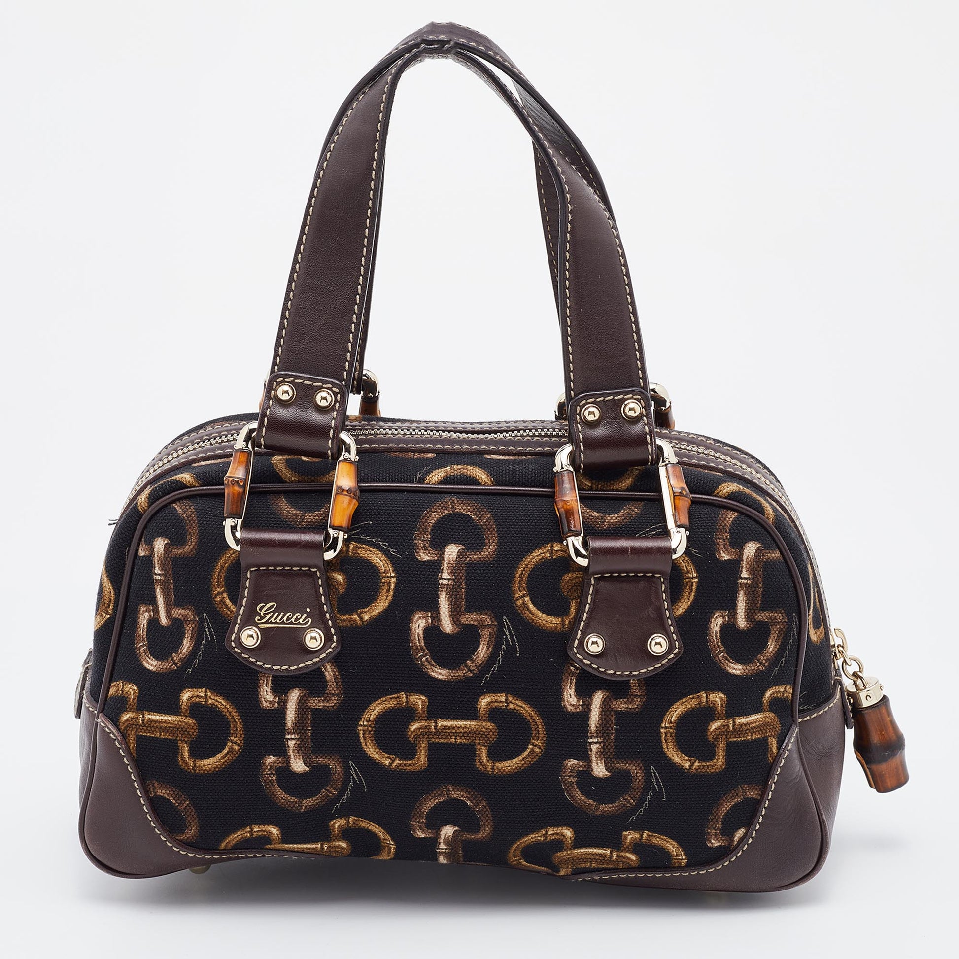 Gucci Lou Leather Canvas Handbag