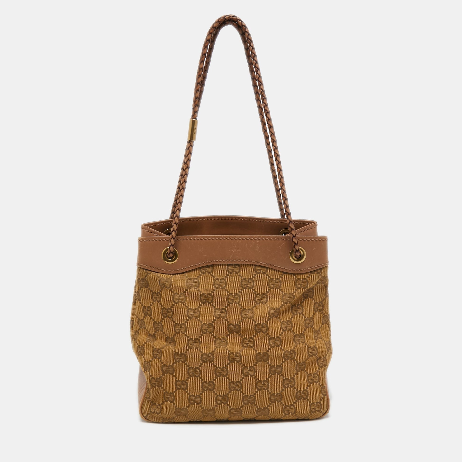 Gucci Lou Leather Canvas Tote