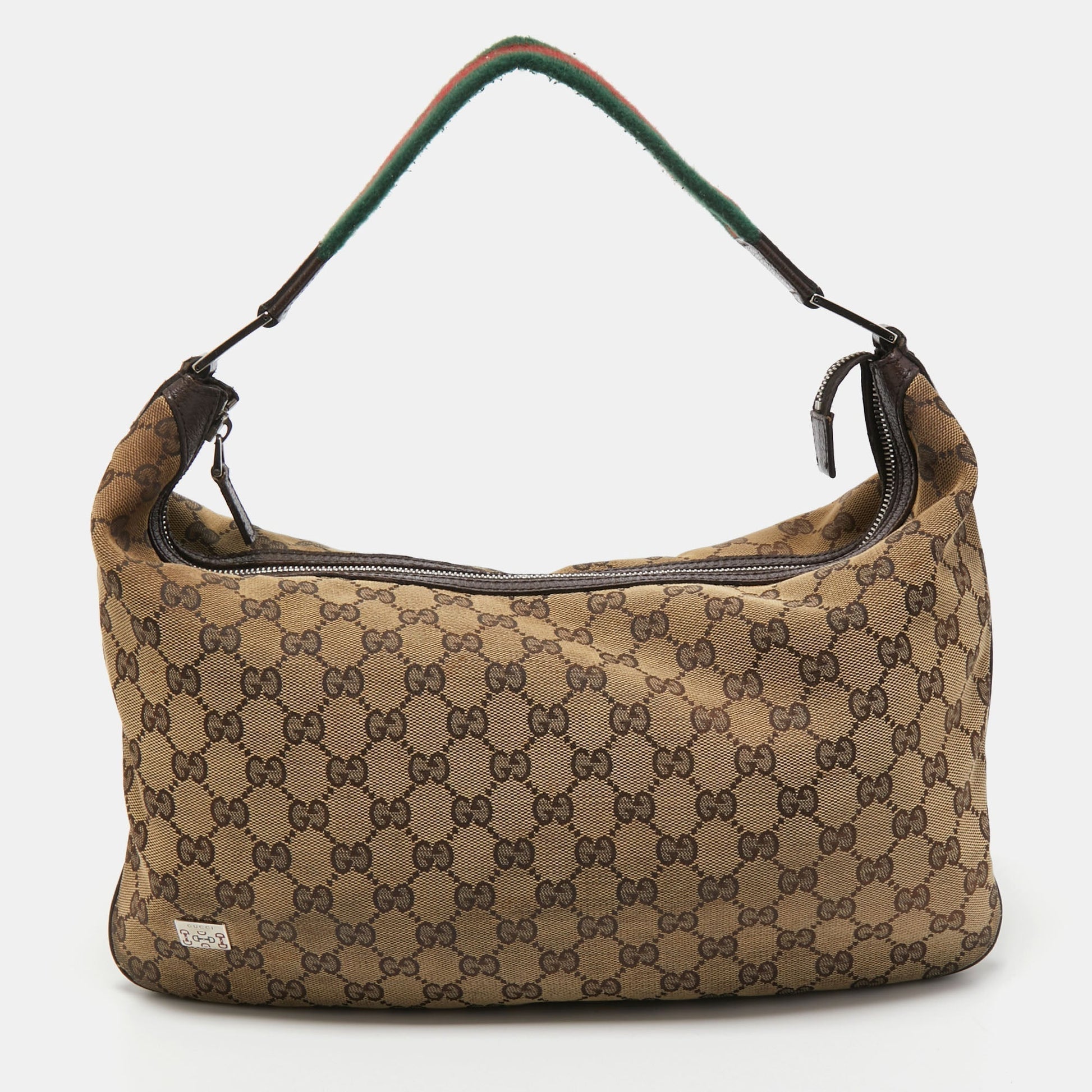 Gucci Lou Leather Canvas Shoulder Bag