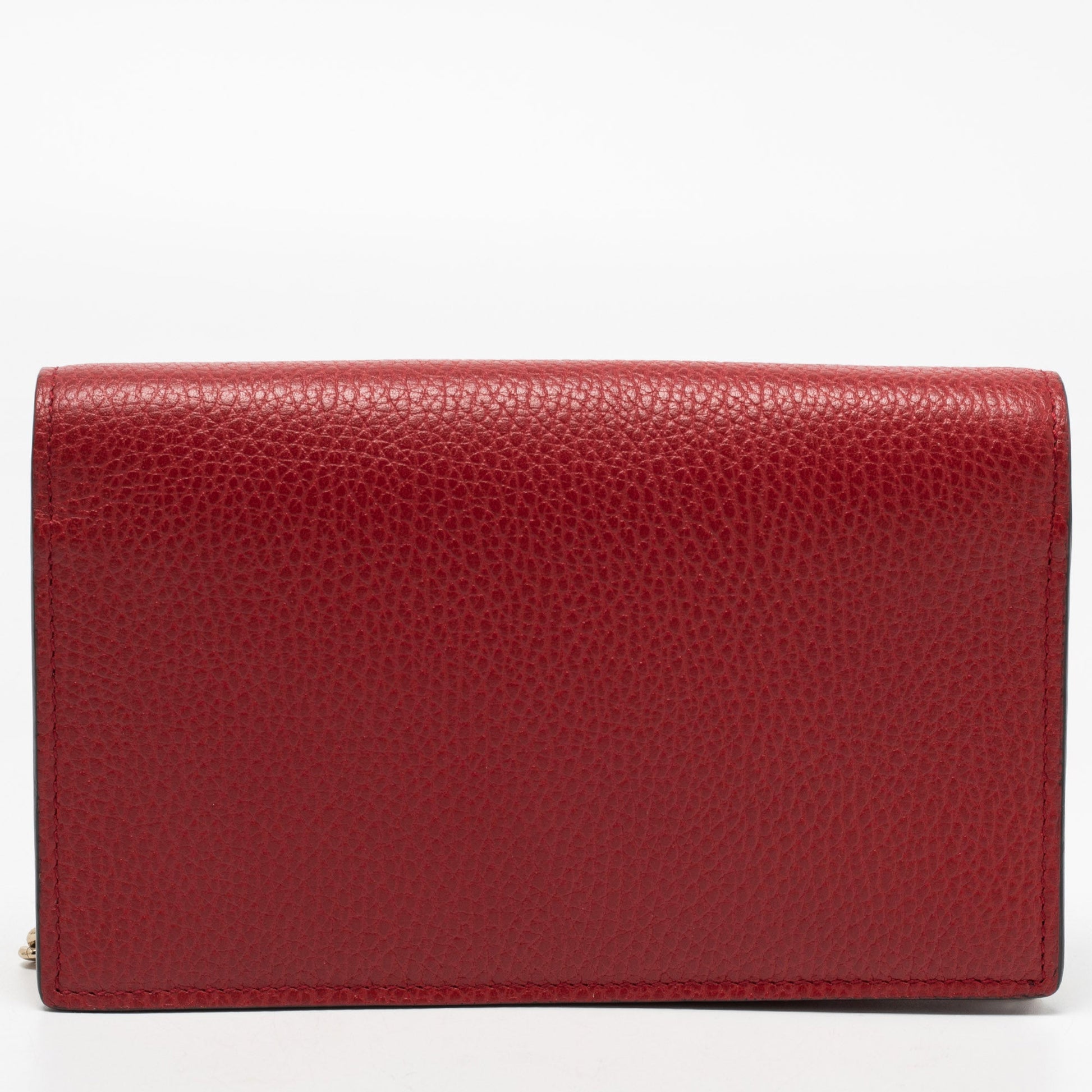 Gucci Interlocking G Red Leather Chain Clutch