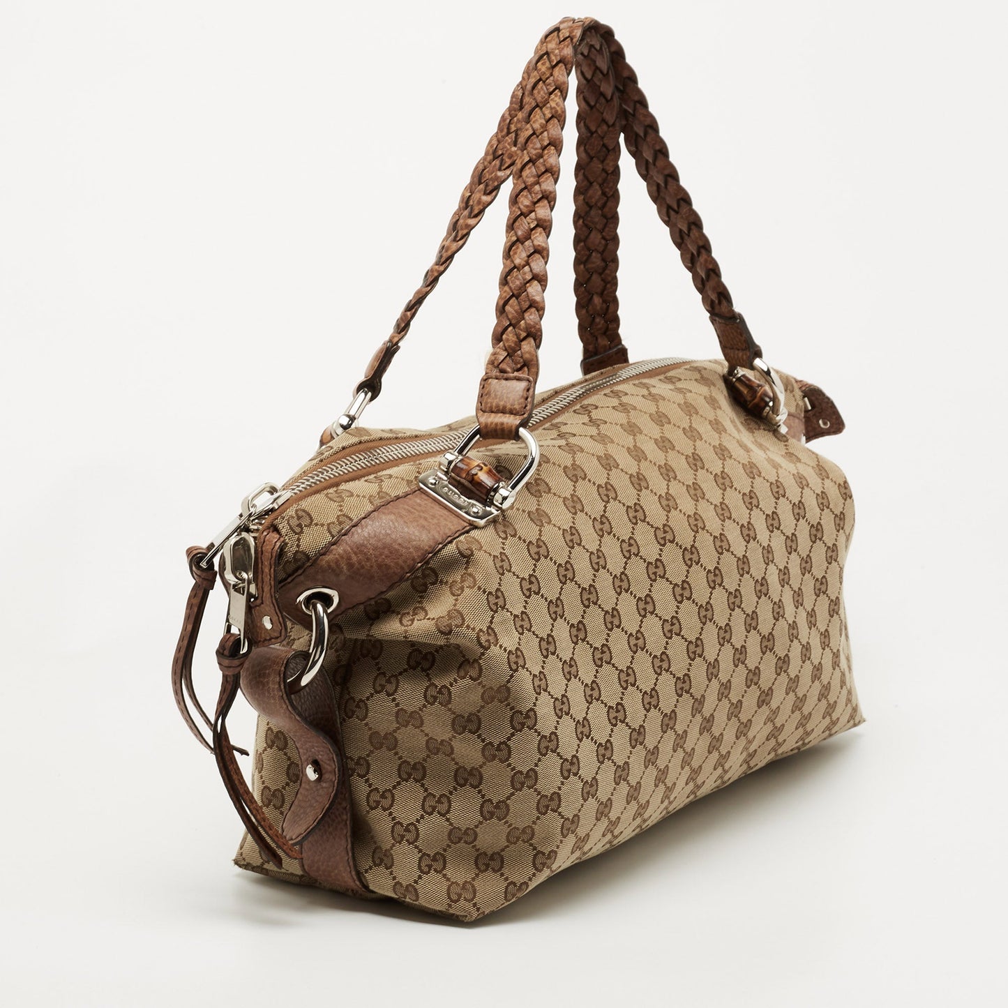 Gucci Bamboo Leather Canvas Tote Style 4