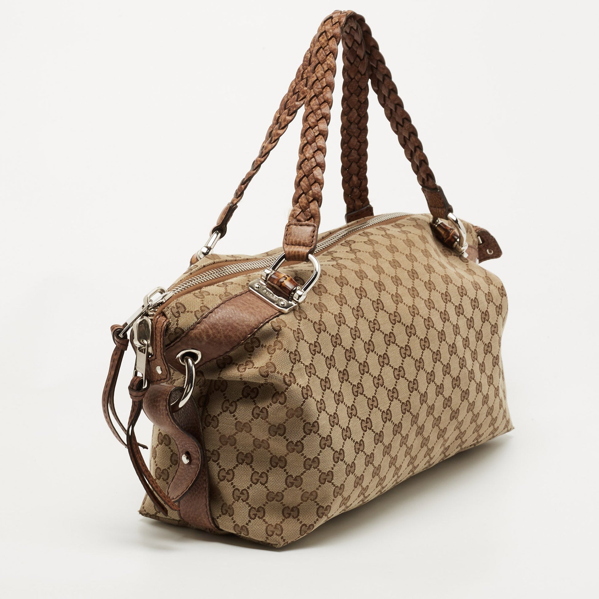 Gucci Bamboo Leather Canvas Tote Style 4