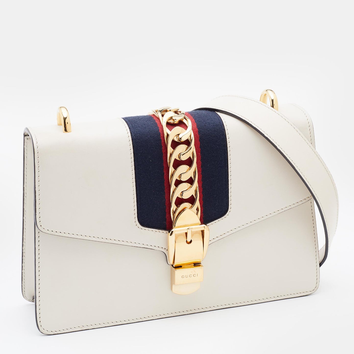 Gucci Sylvie White Leather Shoulder Bag Style 2