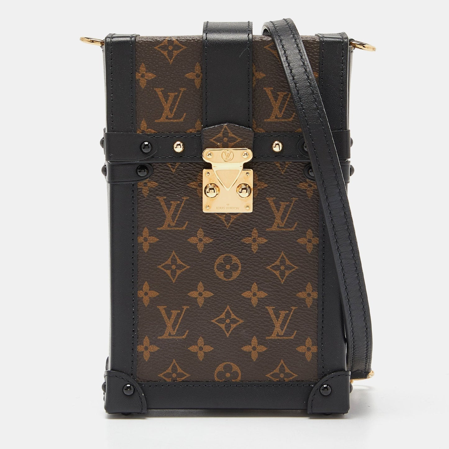 LOUIS VUITTON Brown/Black Monogram Canvas Pochette Trunk Vertical Bag