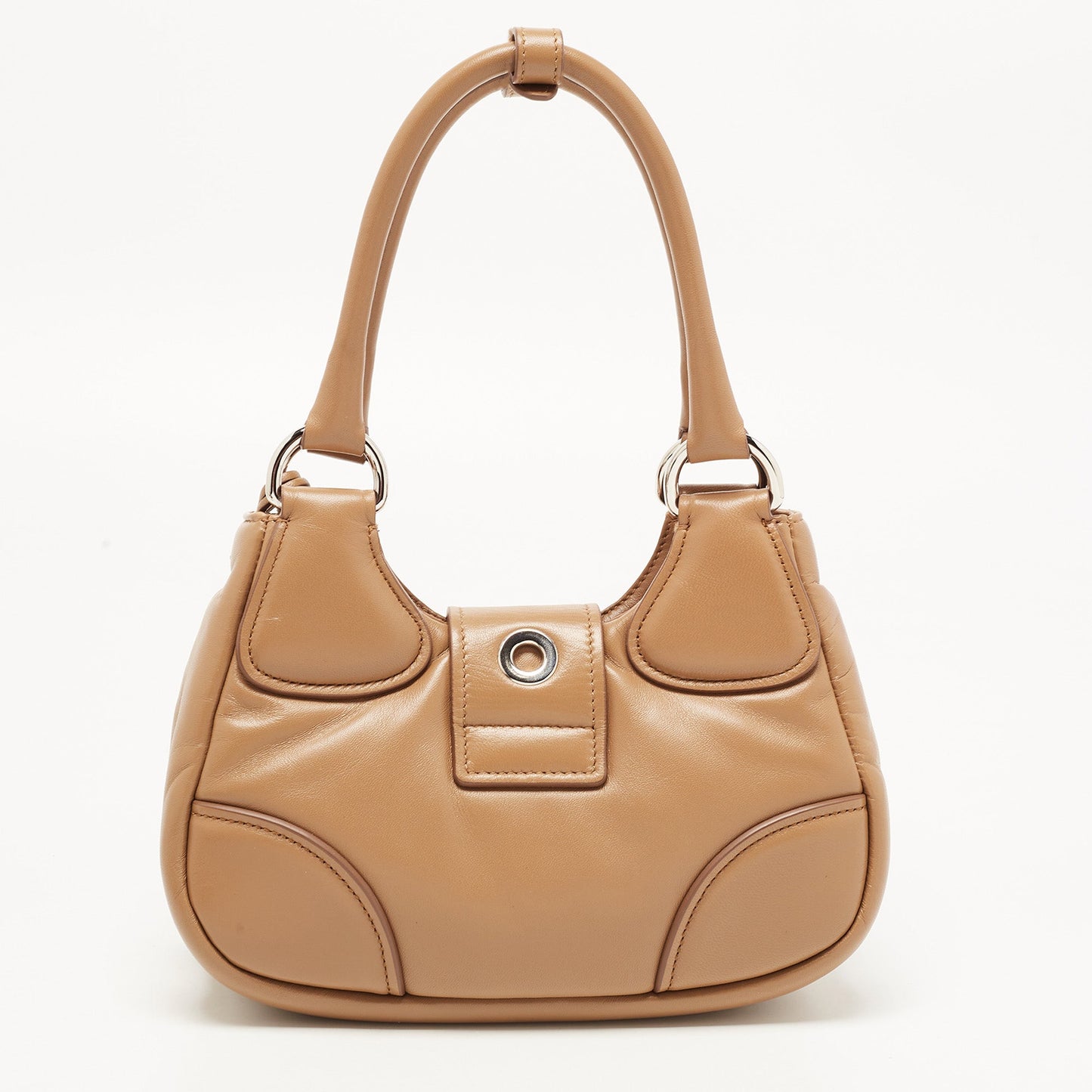 PRADA Brown Moon Padded Leather Re-edition Bag