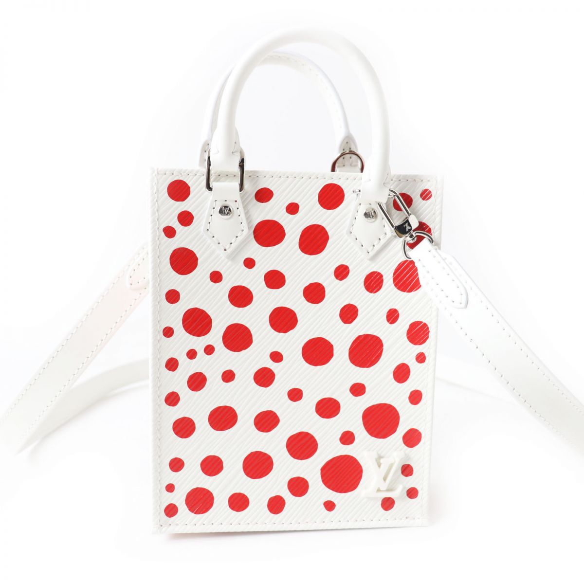 LOUIS VUITTON Handbag leather Red Sac Plat 2-Way Handbag Infinity Dot Petite