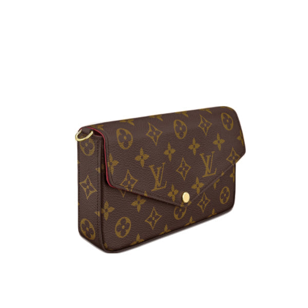 LOUIS VUITTON Shoulder Bag Monogram canvas, leather Brown mini bag clutch bag ChainShoulder strap Pochette Felice Women