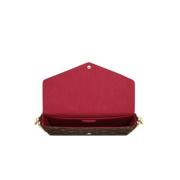 LOUIS VUITTON Shoulder Bag Monogram canvas, leather Brown mini bag clutch bag ChainShoulder strap Pochette Felice Women