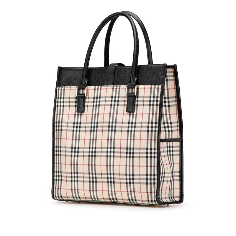 Burberry Nova Check Embossed Canvas Leather Tote Bag