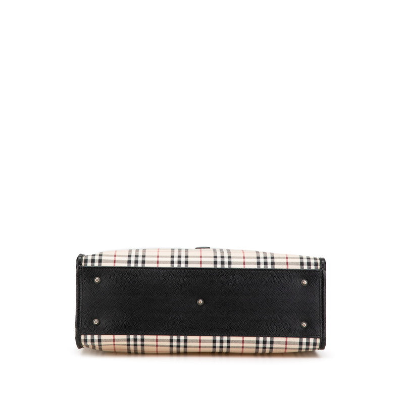 Burberry Nova Check Embossed Canvas Leather Tote Bag