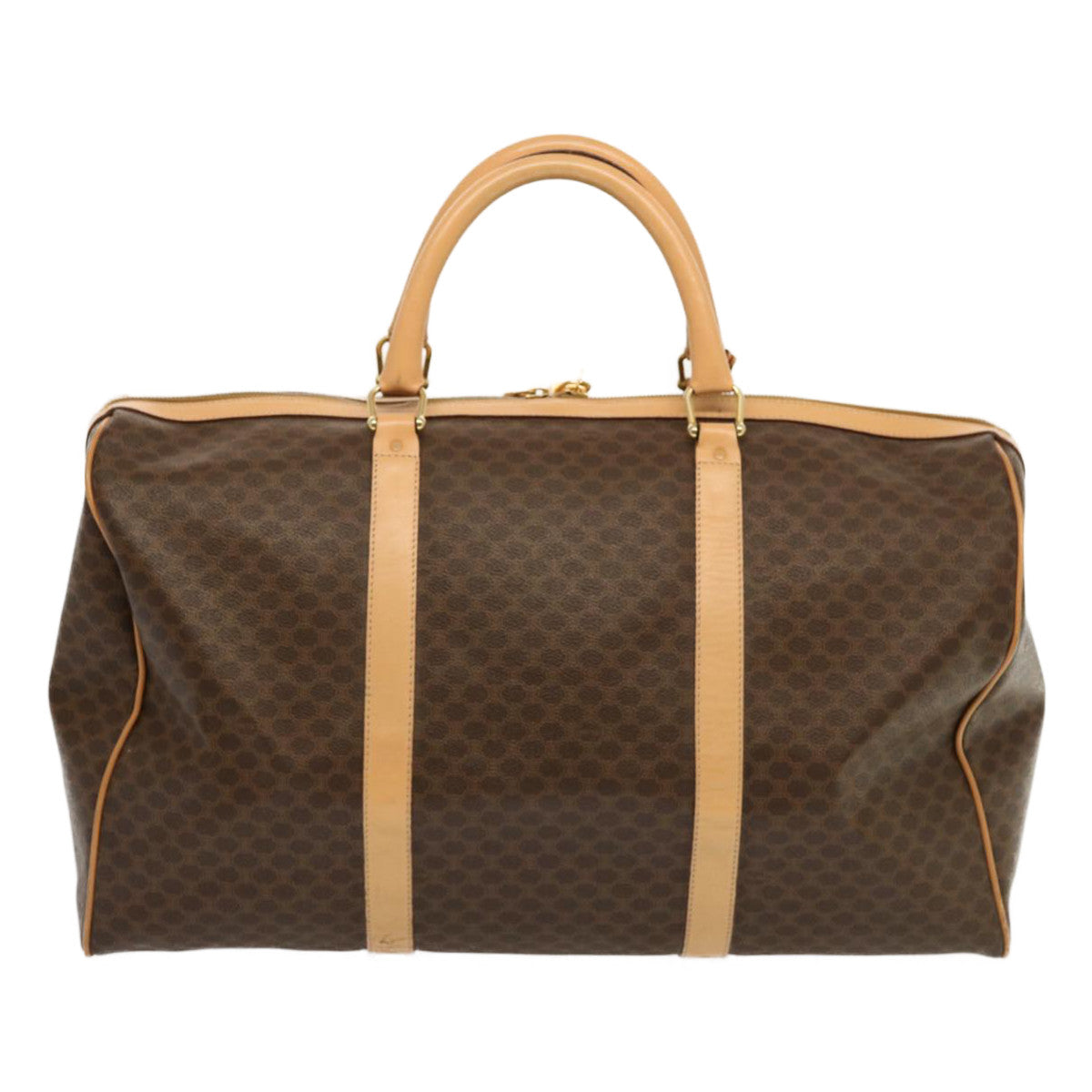Luxury CELINE Macadam Canvas Boston Bag PVC Brown mr049