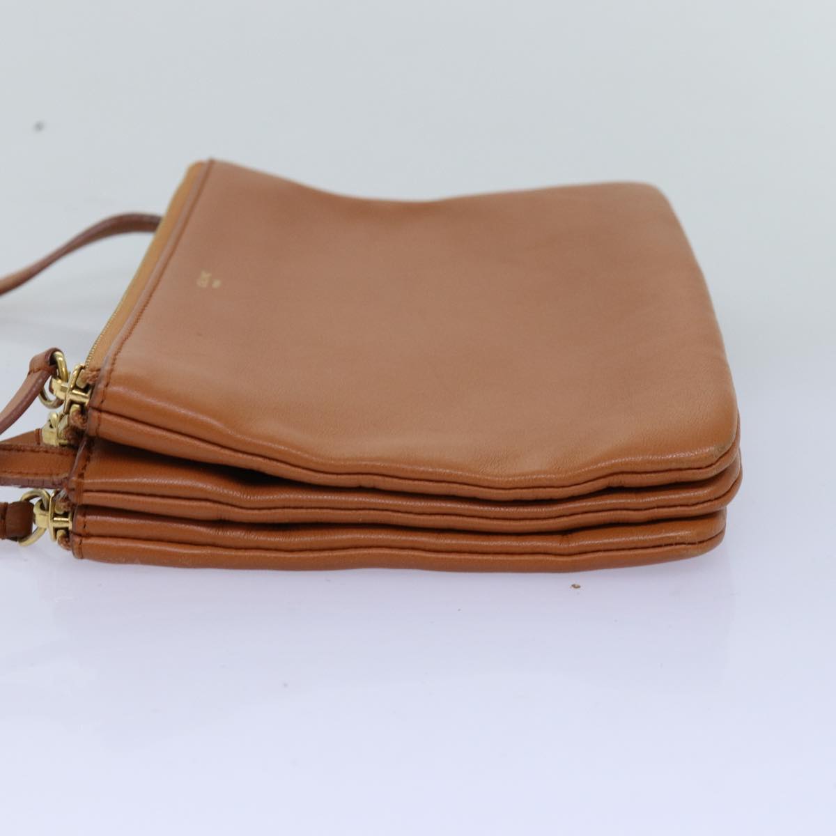 Luxury CELINE Trio Shoulder Bag Leather Brown mr168