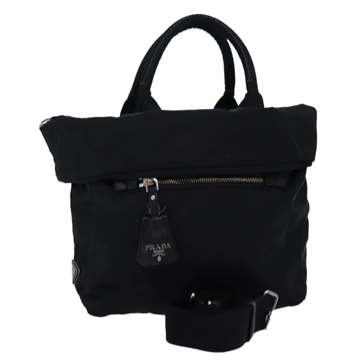 PRADA Hand Bag Nylon 2way Black Auth mr207