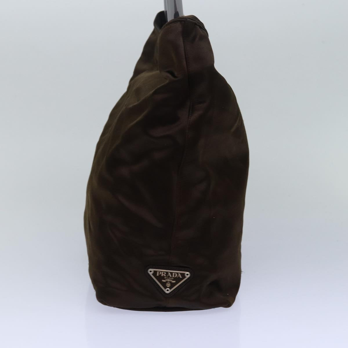 PRADA Tote Bag Satin Brown Auth mr230