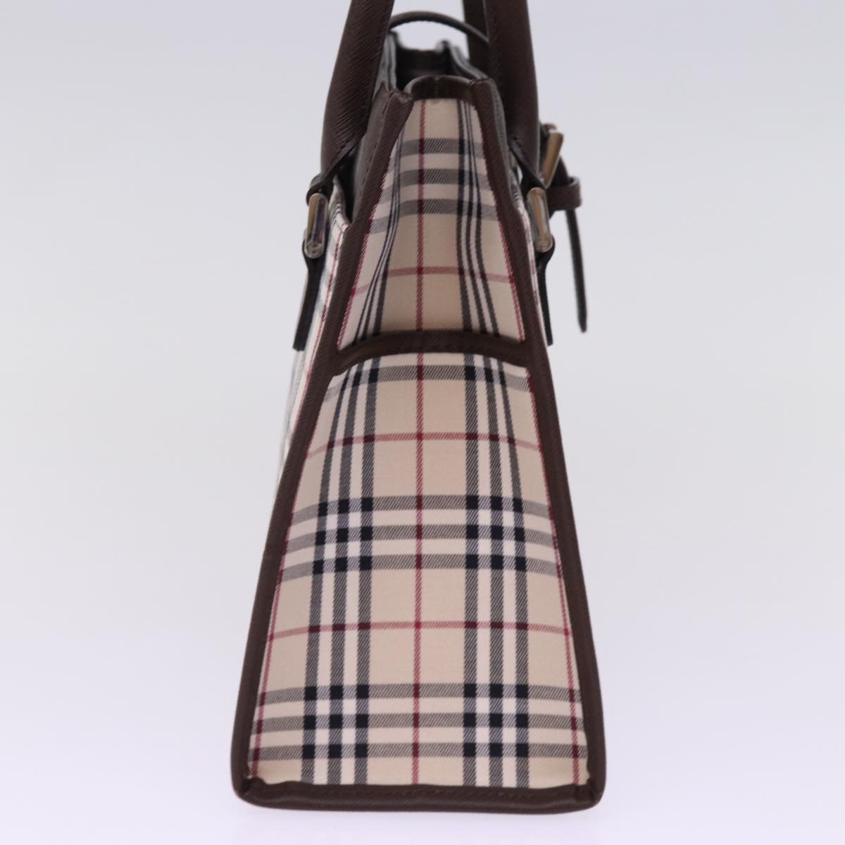 Burberry Nova Check Hand Bag Nylon Canvas Beige Auth mr245
