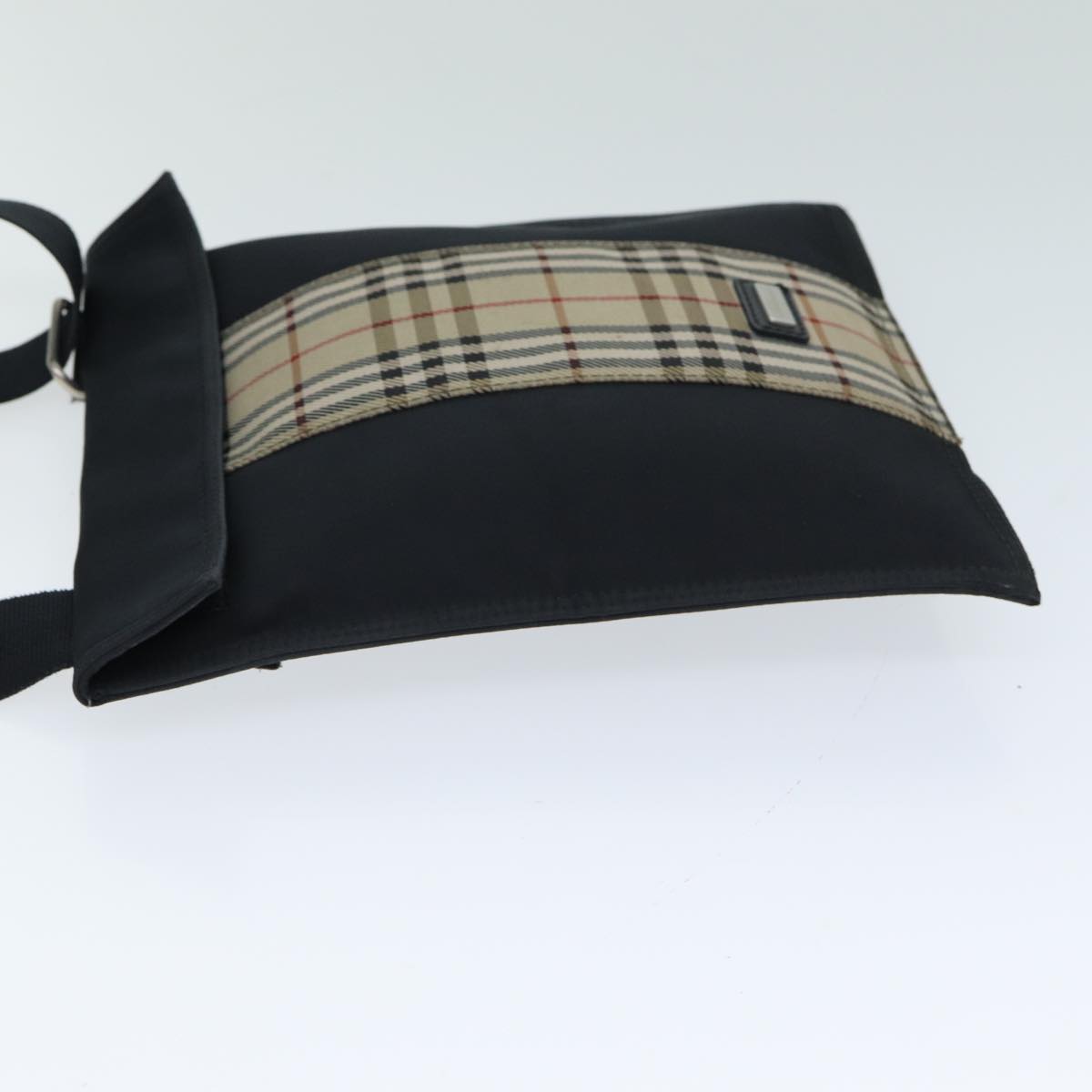 Burberry Nova Check Shoulder Bag Nylon Beige Black Auth mr272