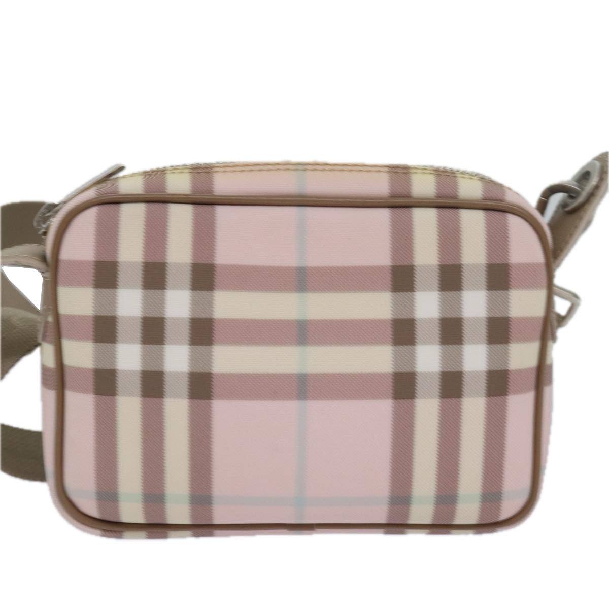 Burberry Nova Check Shoulder Bag Coated Canvas Pink Auth mr285