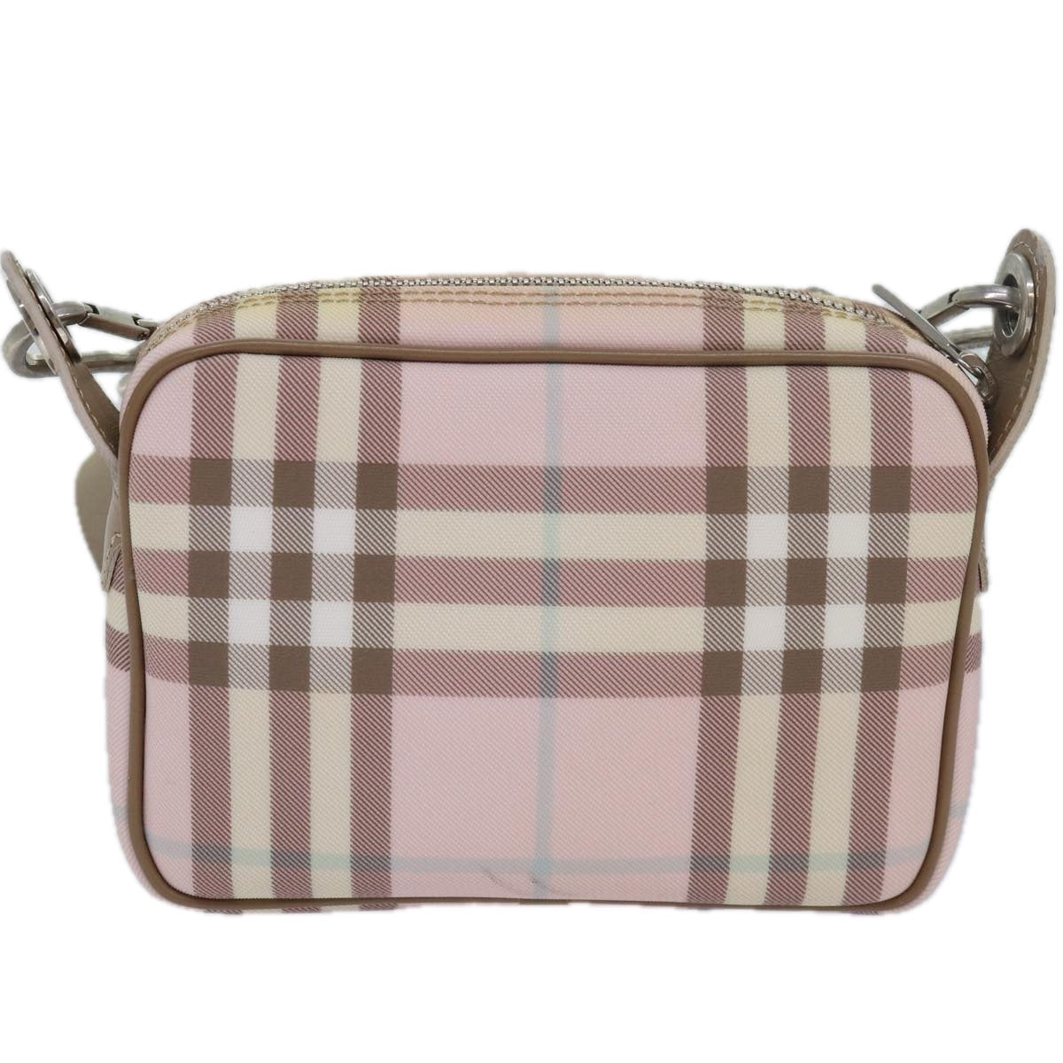 Burberry Nova Check Shoulder Bag Coated Canvas Pink Auth mr285