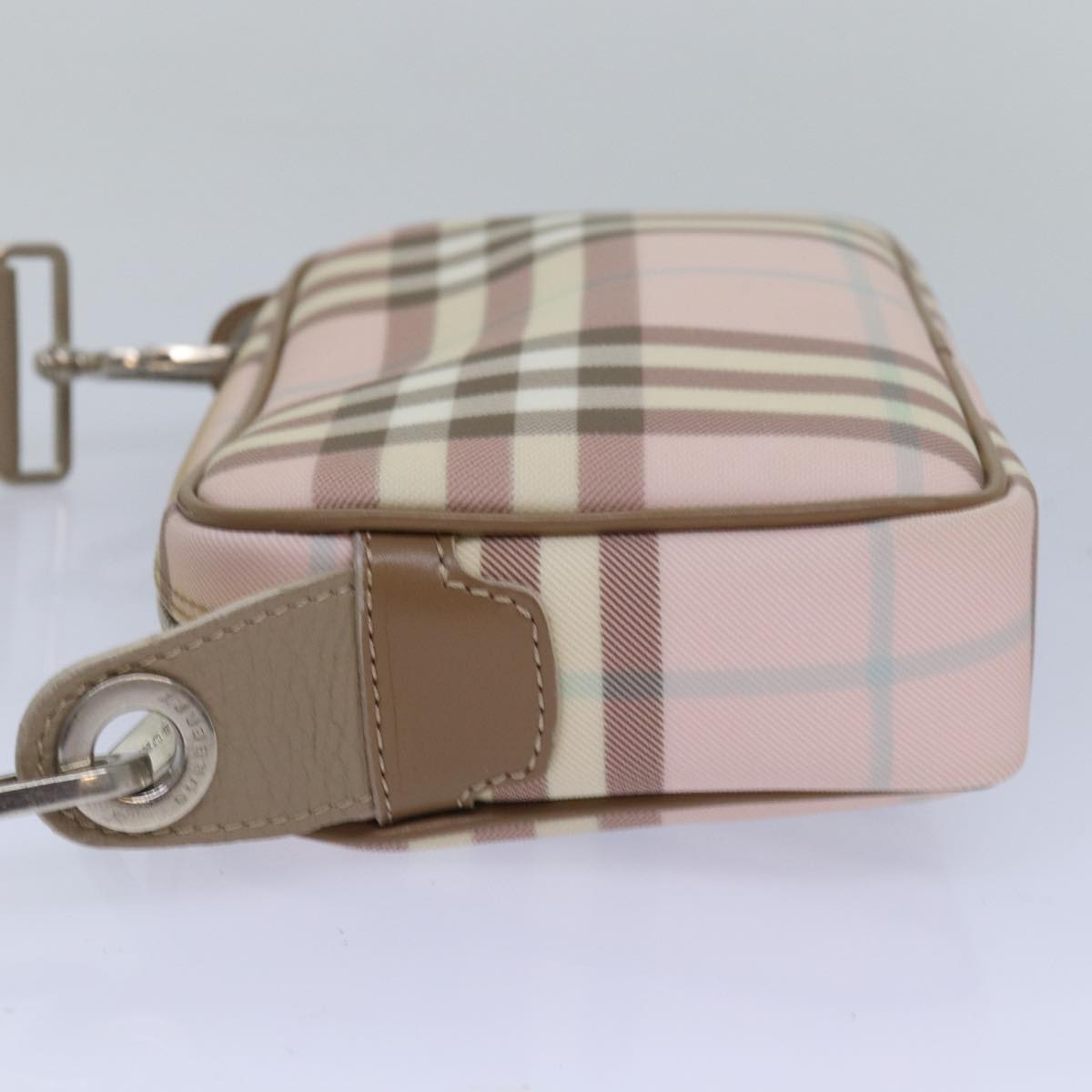 Burberry Nova Check Shoulder Bag Coated Canvas Pink Auth mr285