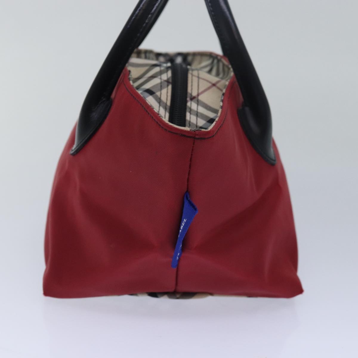 Burberry Nova Check Blue Label Hand Bag Nylon Beige Red Auth mr331