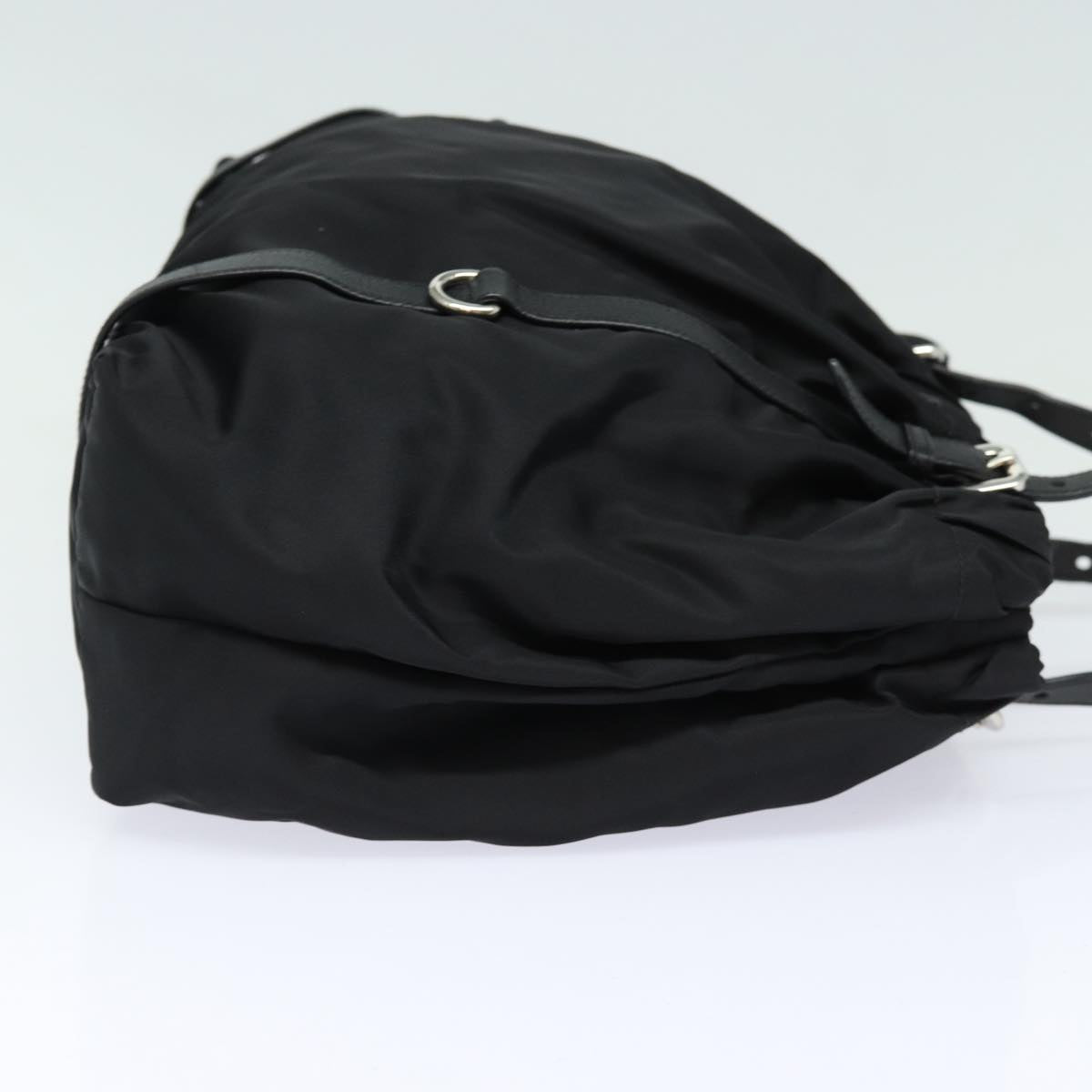 PRADA Ribbon Tote Bag Nylon Black Auth