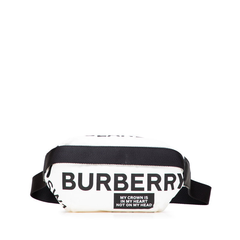 Burberry Logo Horseferry Nylon Leather Body Bag