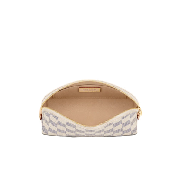 LOUIS VUITTON Pouch Damier Azur canvas, leather white Pochette Cosmetic cosmetic pouch Women